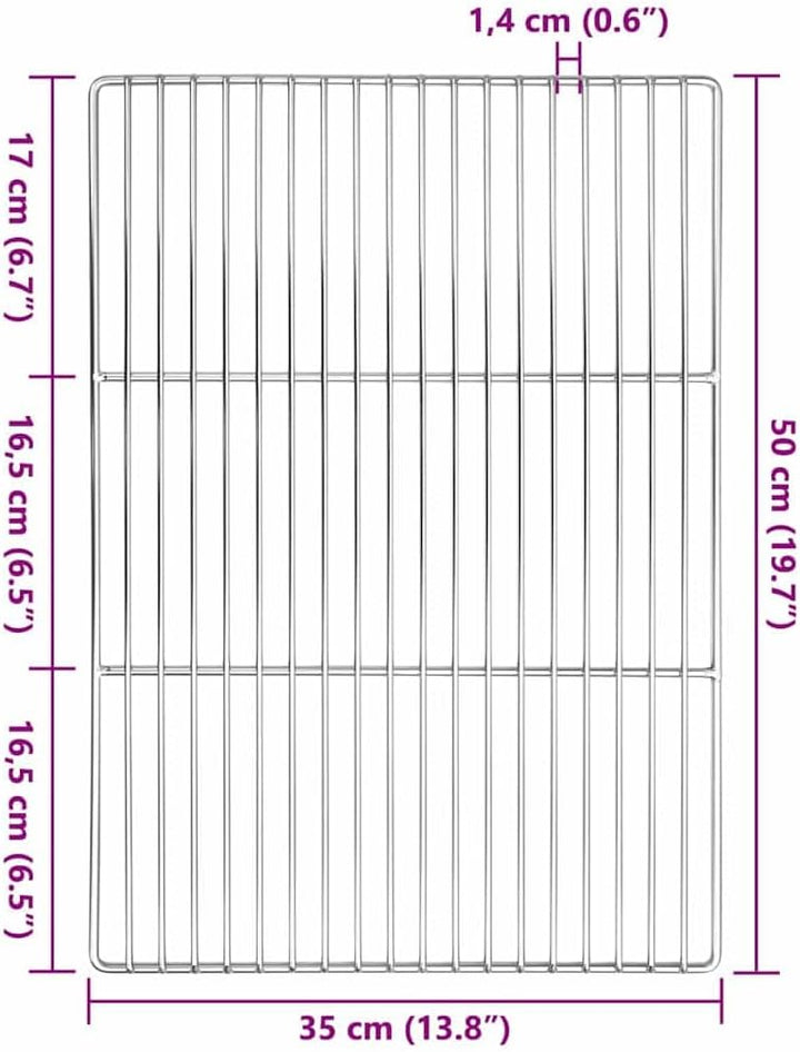 vidaXL Grillrost Silber 50 x 35 cm Edelstahl, Garten und Terrasse, Rechteckiges Edelstahl-Rost, mode