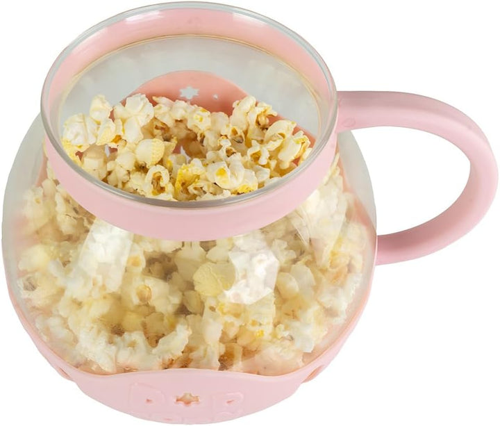 JOCCA Popcornbehälter aus Glas für Mikrowelle, 2,2 l, mit Silikongitter, spülmaschinenfest, Rosa (Ro