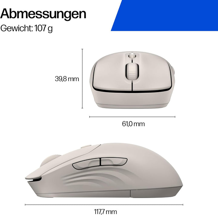 HP 400 Duale kabellose Maus, Bluetooth und USB, 2,4 GHz, 24 Monate Akku, leise Klicks, weiche Haptik