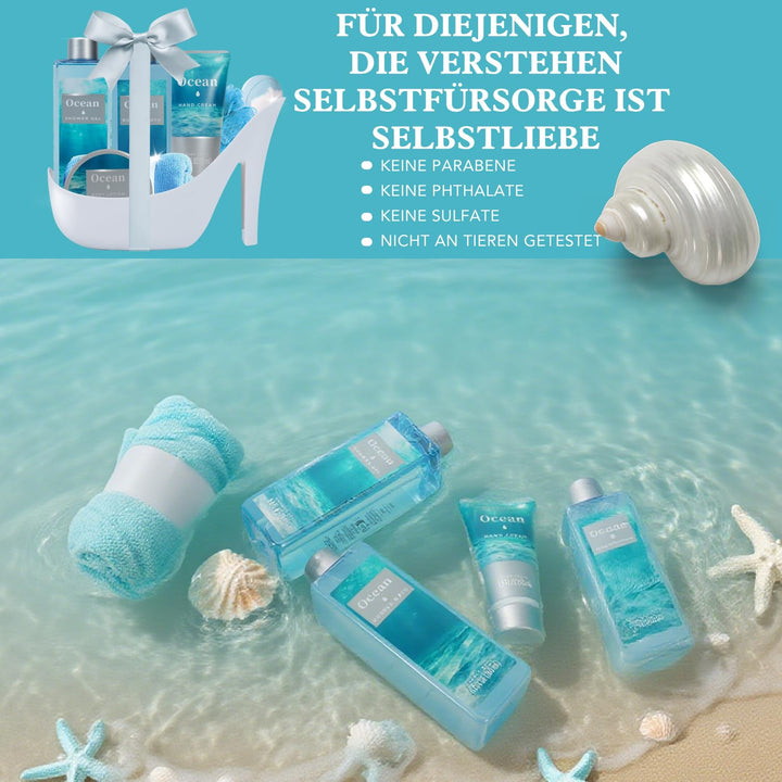 SPA LUXETIQUE Damen Bad Geschenkset -8tlg Ozeanduft Geschenkset mit Duschgel, Handcreme, Schaumbad,