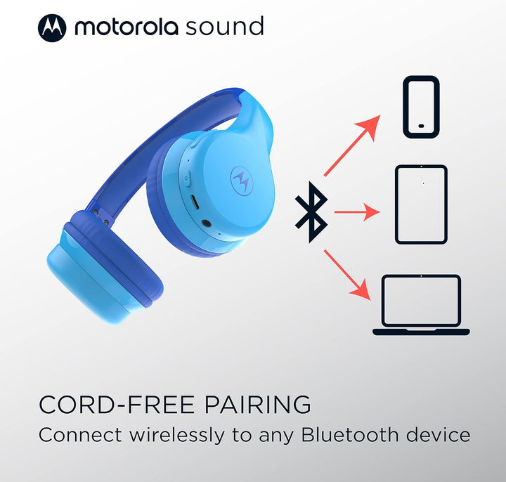 Motorola Moto JR300 Bluetooth Kinder Kopfhörer mit Mikrofon – Leichter Over Ear Kopfhörer für Kinder