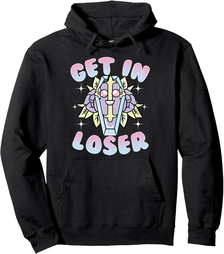 Aesthetic Funny Get In Loser Coffin Kawaii Anime Goth Pullover Hoodie