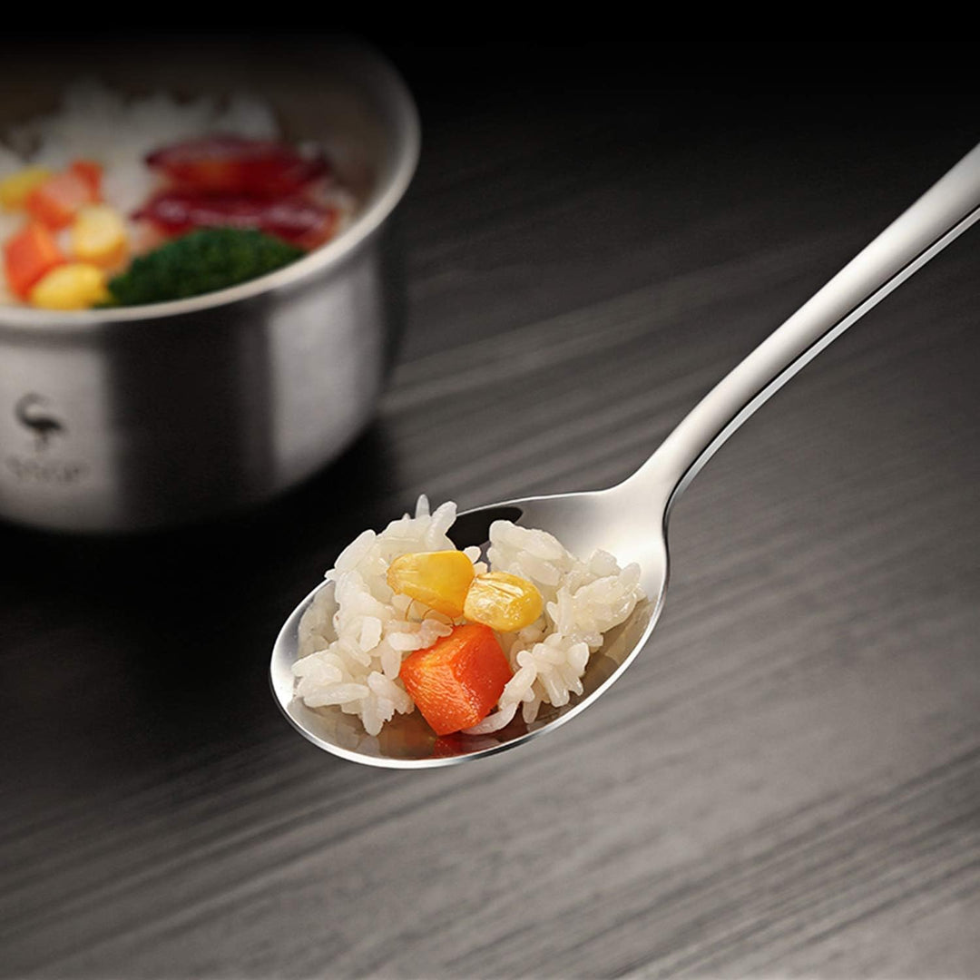 8 Stück Edelstahl 21,6 cm Koreanischer Löffel mit langen Griffen, Reislöffel, asiatischer Suppenlöff