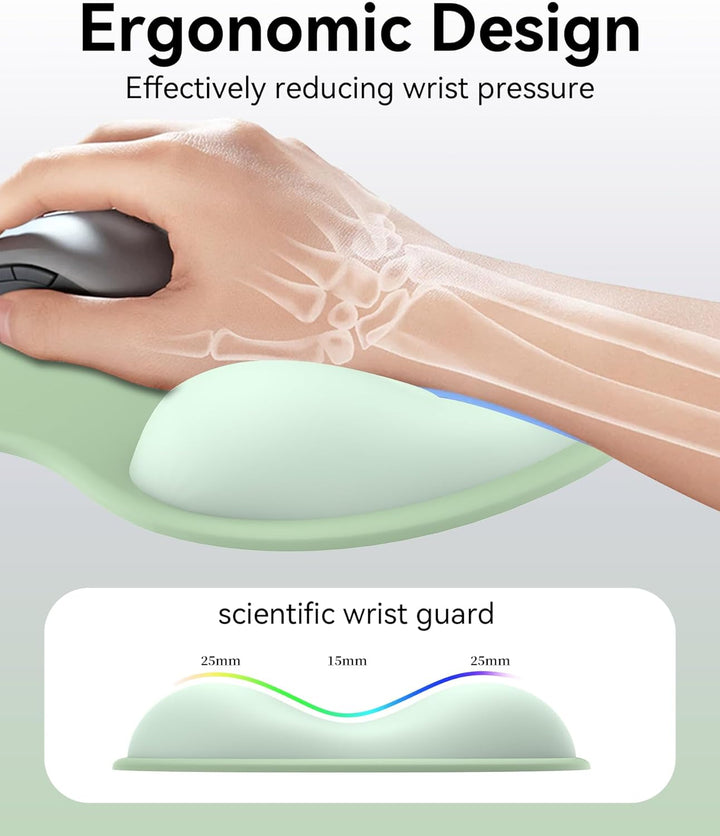 Mauspad mit Gelkissen,Ergonomisches Mousepad mit handauflage mit weichem Gelpolster,Rutschfester Bas