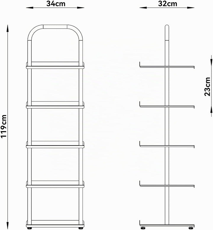 [en.casa] Schuhregal schmal Poytya mit 5 Ebenen Metall 119 x 34 x 32 cm Schuhständer für 5 Paare Sch