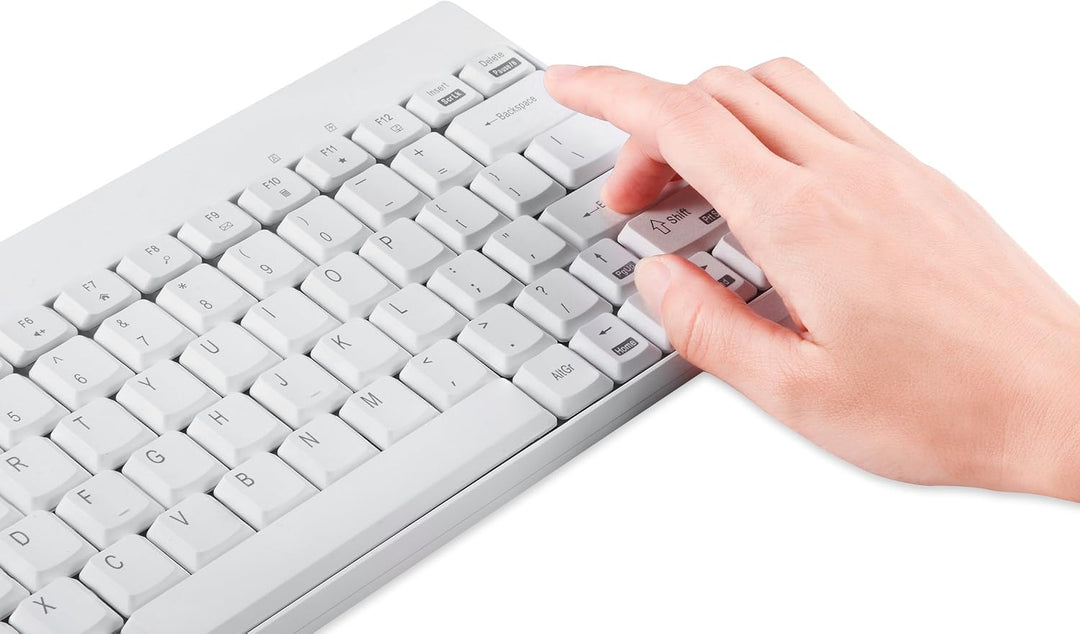 Perixx PERIDUO-712W Kabelloses Mini-Tastatur- und Maus-Set, Weiss, US-Englisches Layout White Weiss/