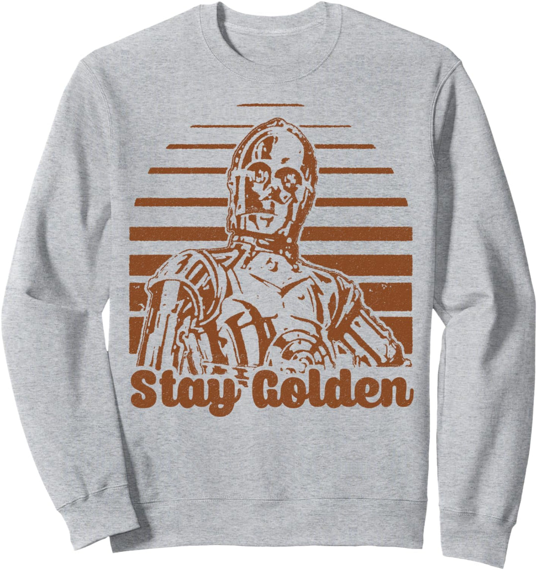 Star Wars C-3PO Stay Golden Sunset Text Poster Sweatshirt