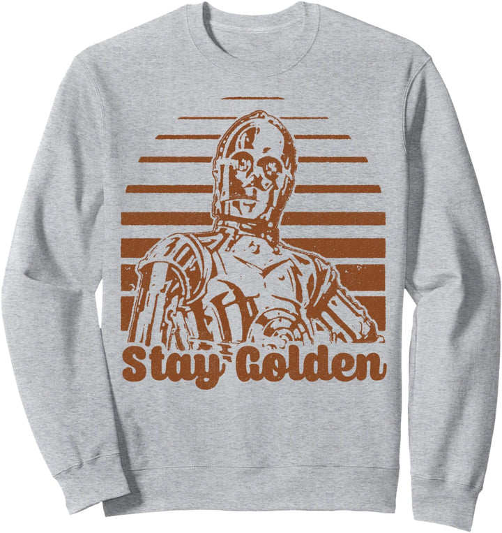 Star Wars C-3PO Stay Golden Sunset Text Poster Sweatshirt