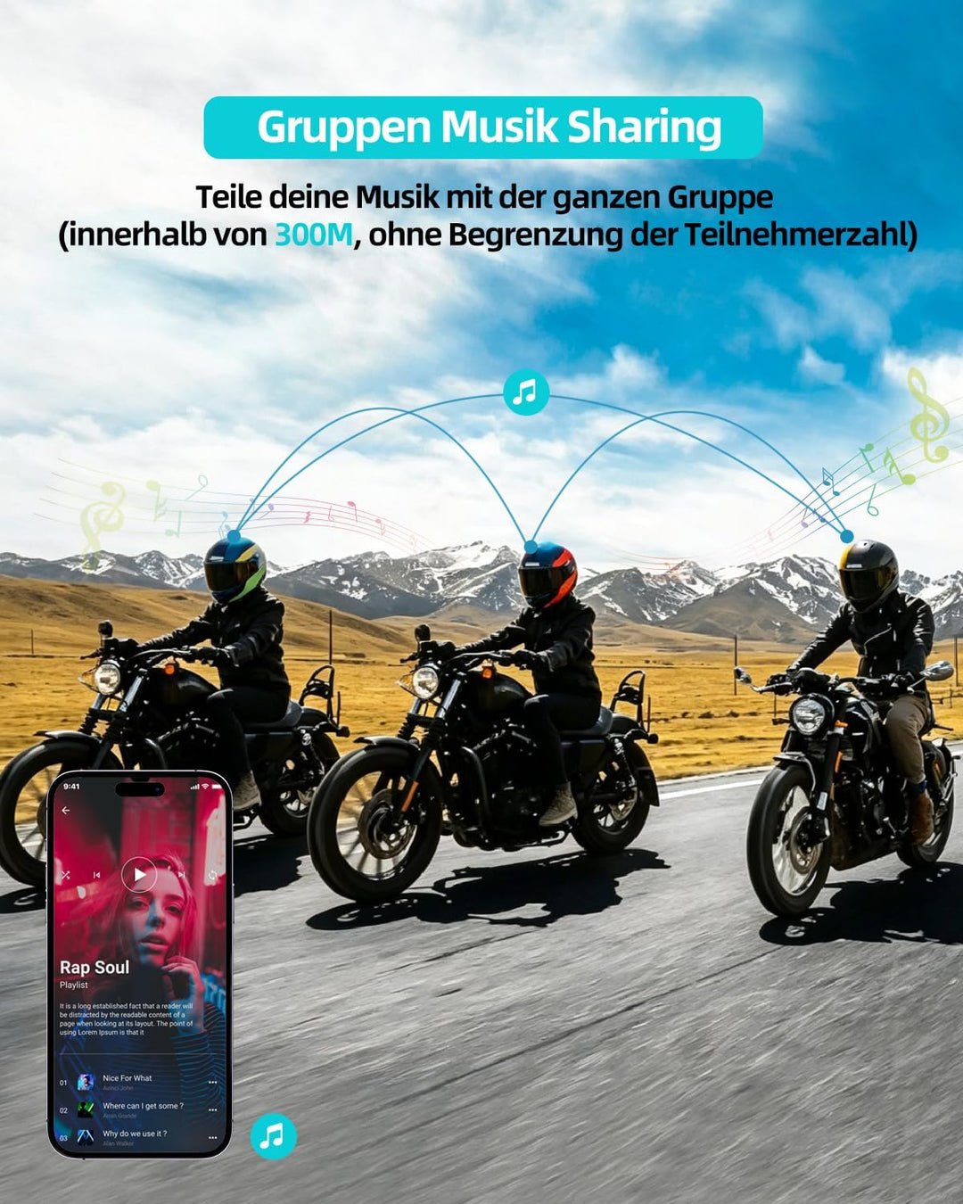 BLAISE V6 Plus Motorrad Bluetooth Headset, Helm Kommunikationssystem für 2 bis zu 6 Personen in Reic
