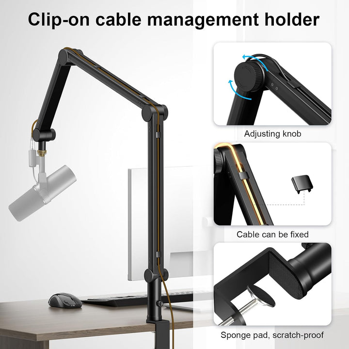 Mikrofon Arm,Aokeo AK-49 Mikrofon Ständer Arm für HyperX QuadCast,SoloCast,Elgato Wave,Shure SM7B,Bl
