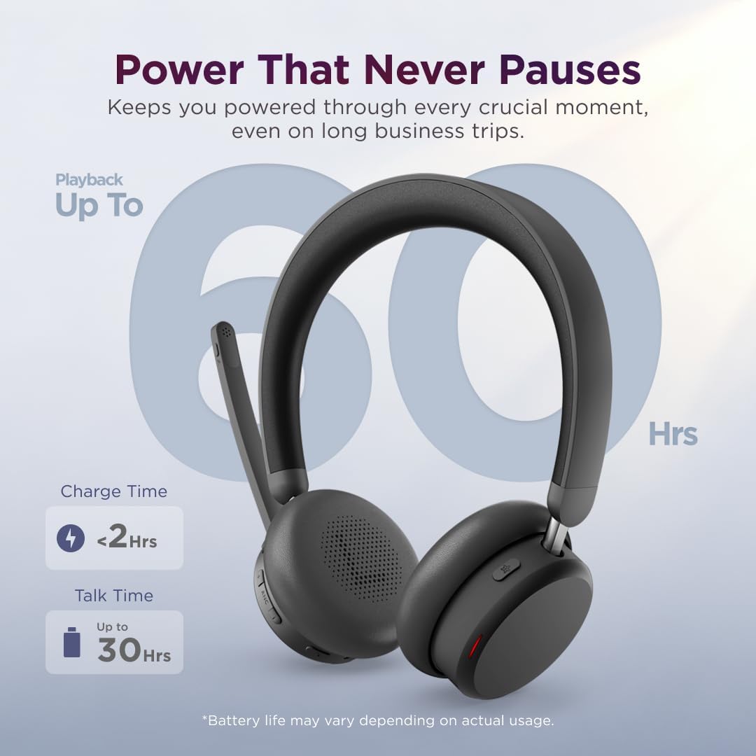 Lenovo 6550 - Headset - On-Ear - Bluetooth - kabellos - aktive Rauschunterdrückung - Schwarz - Zerti