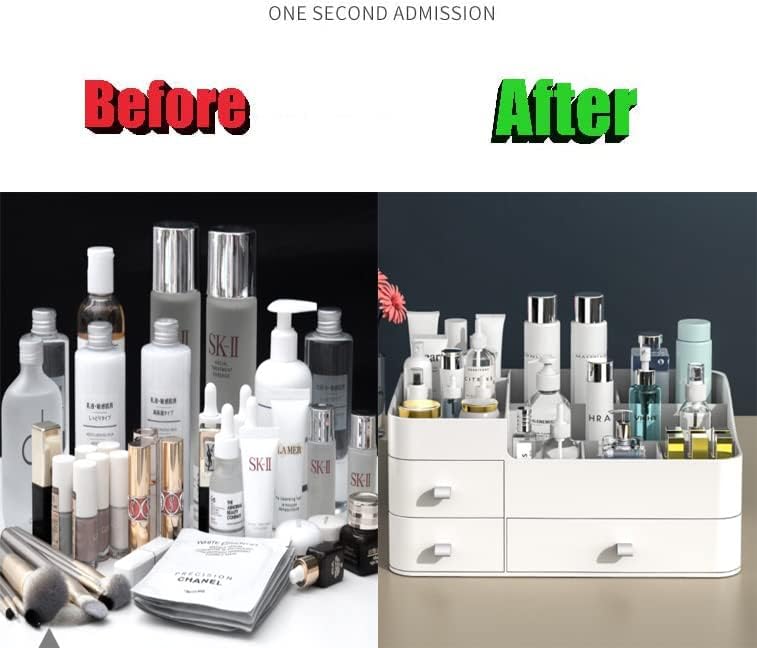 Queta Make-up-Organizer Grosse Kosmetik-Aufbewahrungsbox mit Kapazität 8 Gitter und 3 Schubladen, pa