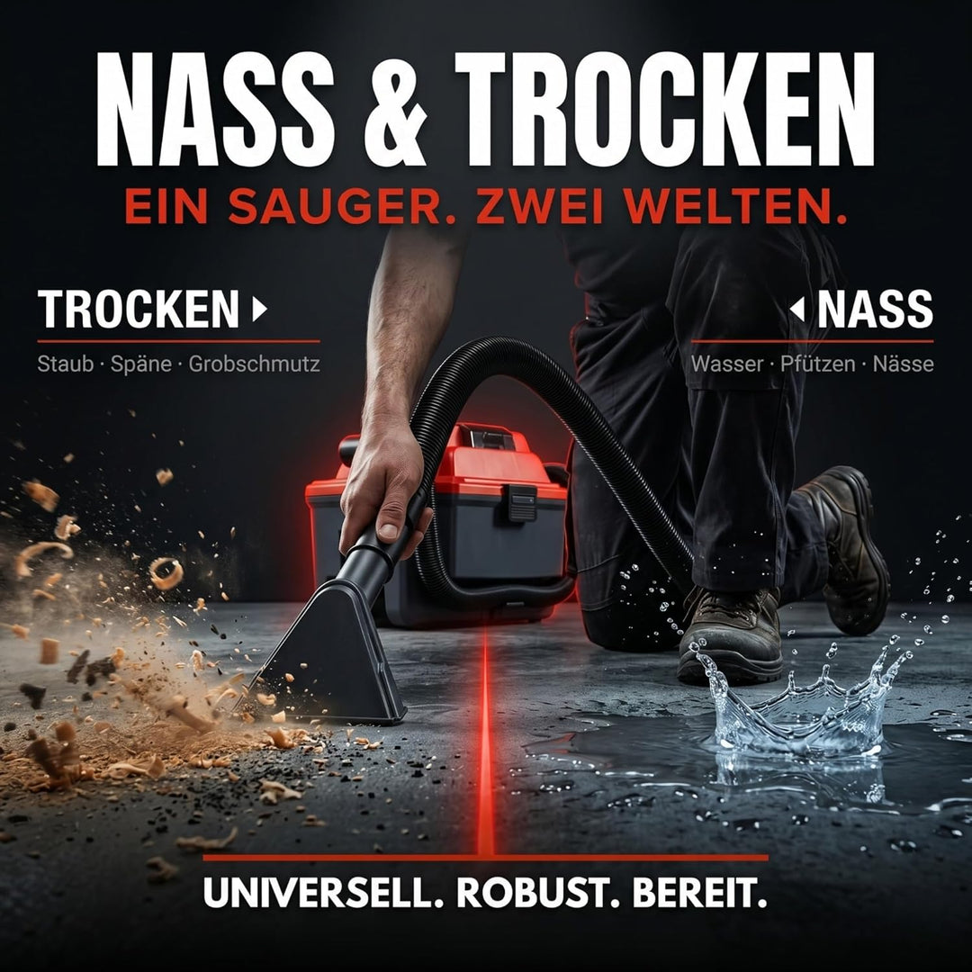 STAHLMANN VAC912 Akku-Nass-/Trockensauger 18V inkl. Akku – kabelloser Nass- & Trockensauger, Brueshl