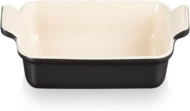 Le Creuset Rechteckige Auflaufform Tradition aus Steinzeug, 19 cm, 1.1 Liter, Schwarz matt, 71102190