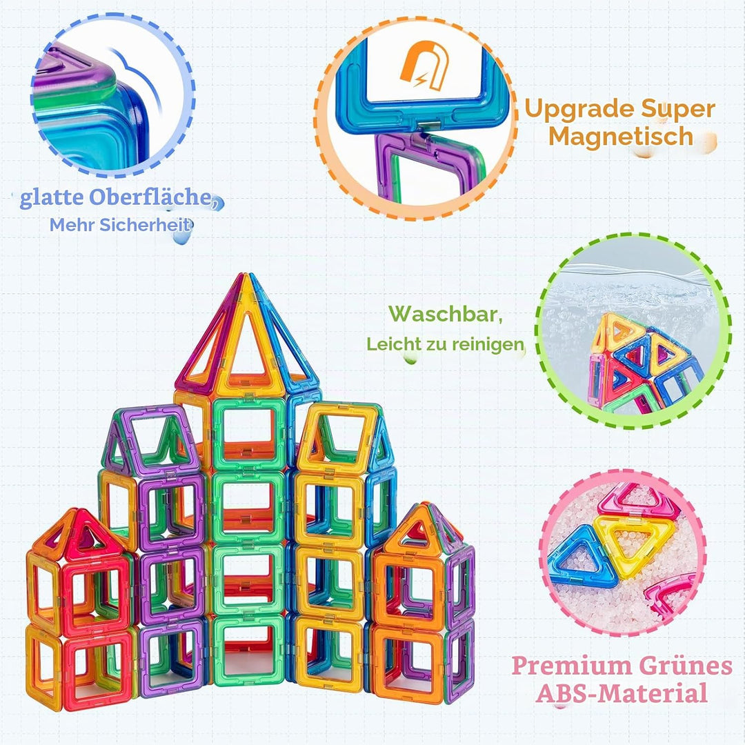 aaczly Magnetische Bausteine 122 Teile Magnet Spielzeug Kinder Montessori Spielzeug Magnetbausteine