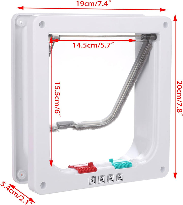 Sailnovo Katzenklappe 4-Way Magnetic Lock hundeklappe Haustiertüre Cat Flap 19 * 20 * 5.5cm Dog Cat