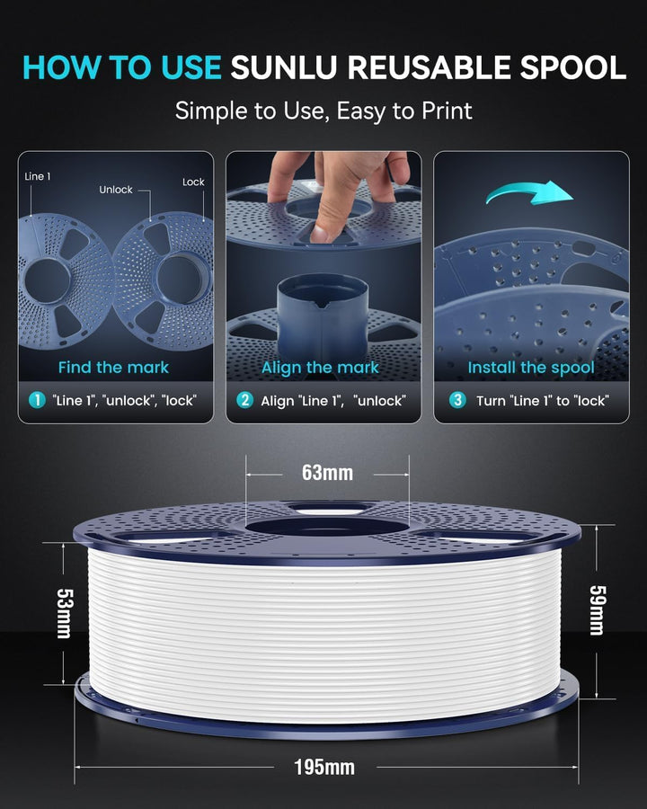 SUNLU 10KG Bündel Rapid PETG Filament, Hohe Geschwindigkeit 30-600mm/s 3D Drucker Filament 1.75mm ±0