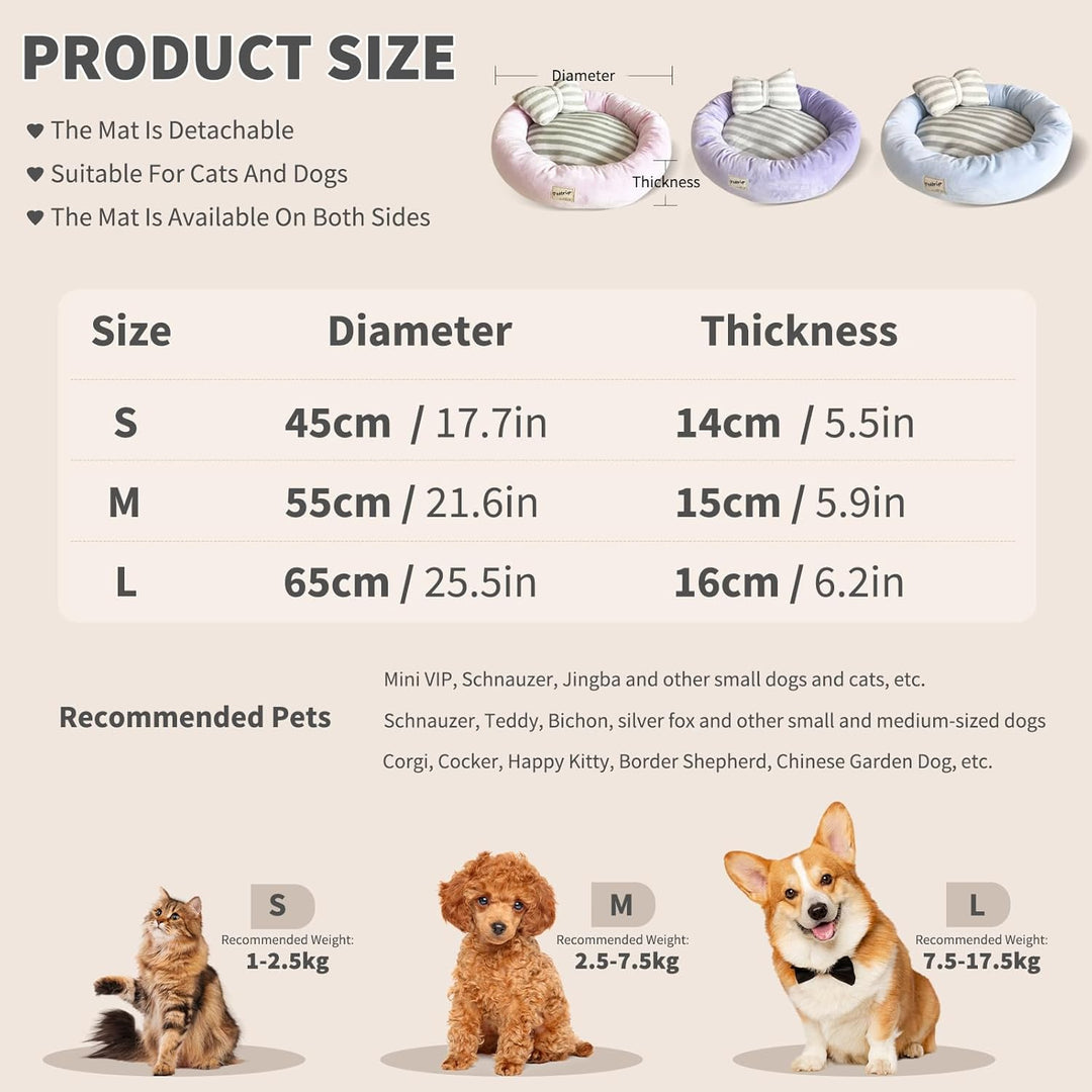 PETCUTE Hundebett Katzenbett Waschbar Hundesofa Rund Kissen Bett Wildlederimitat Haustierbett für Gr