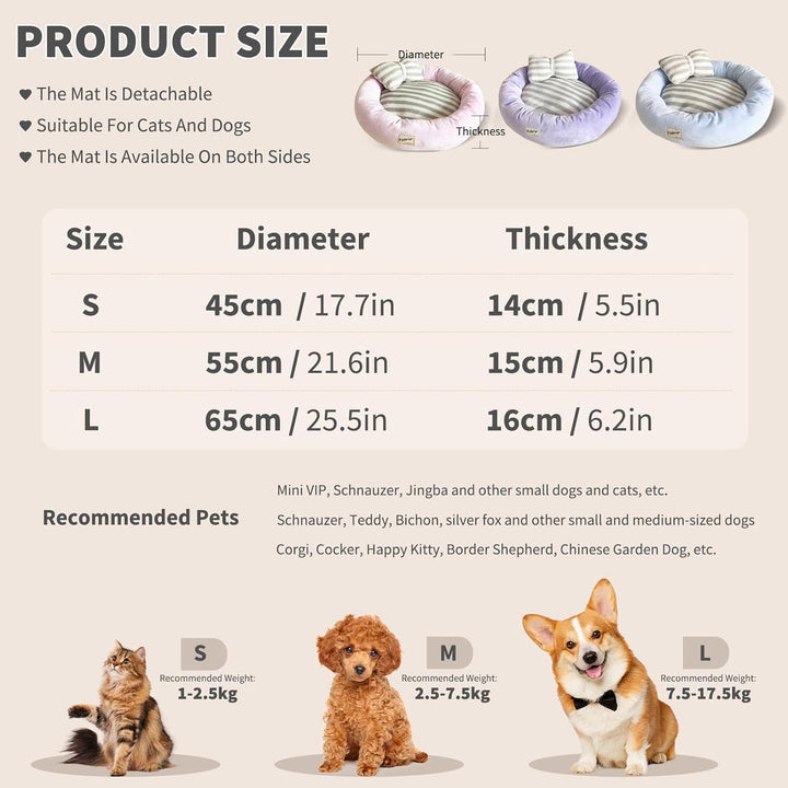 PETCUTE Hundebett Katzenbett Waschbar Hundesofa Rund Kissen Bett Wildlederimitat Haustierbett für Gr