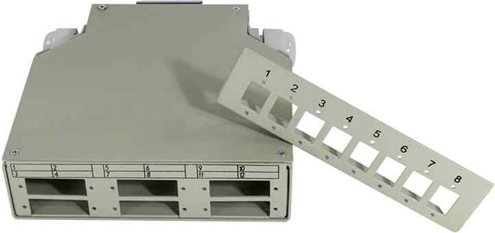 Logilink LWL-Hutschienen-Spleissbox FB5000, LC- oder SC-Kupplungen, Lichtgrau, Stahl, Inklusive Sple