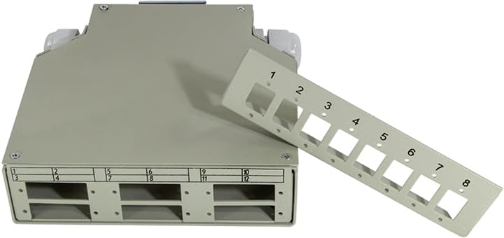 Logilink LWL-Hutschienen-Spleissbox FB5000, LC- oder SC-Kupplungen, Lichtgrau, Stahl, Inklusive Sple