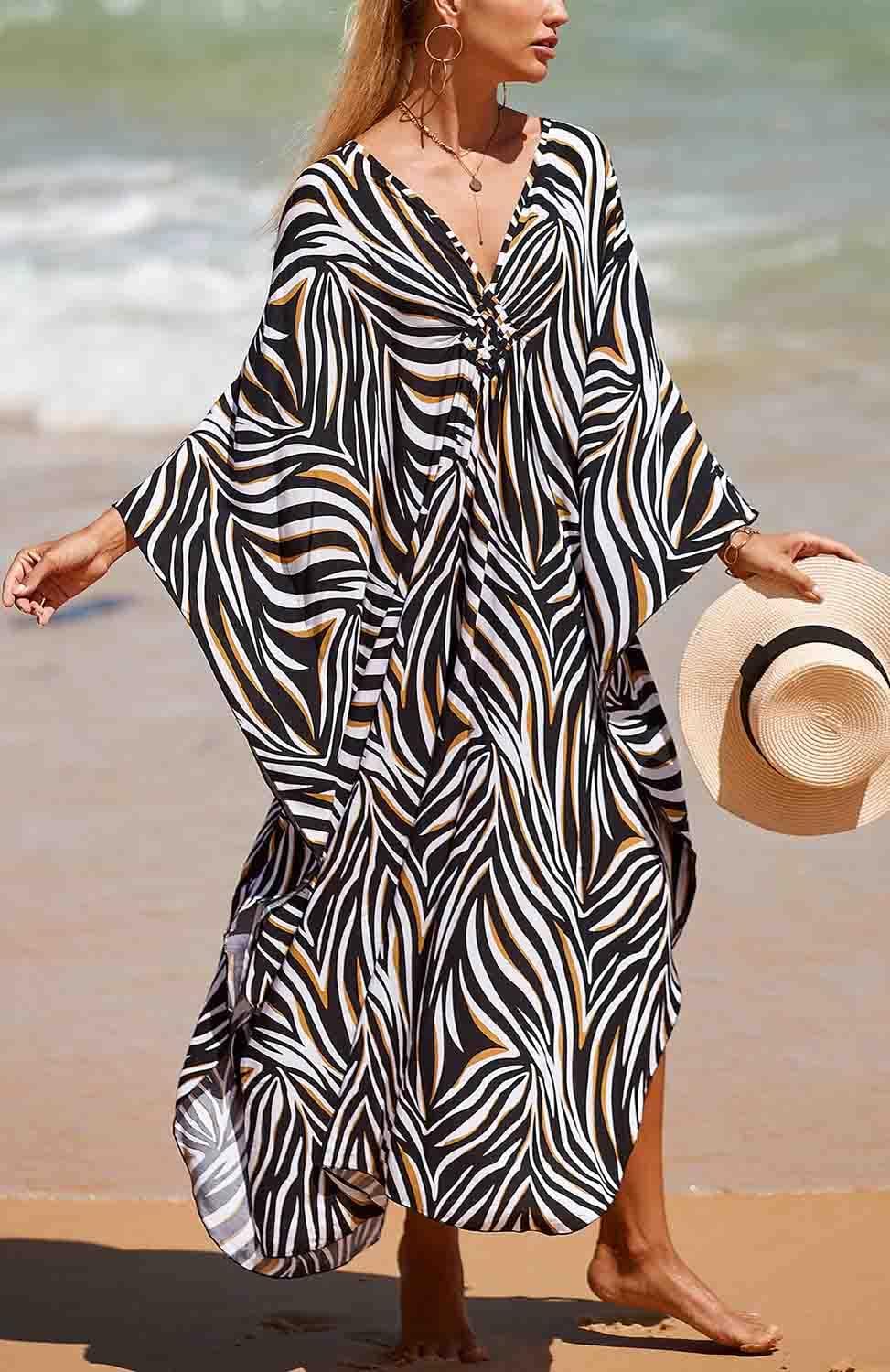 Damen Strandkleid Maxi Kaftan Lang Bikini Cover Up Sommekleid Maxi Kleid Freizeitkleid Nachtwäsche B