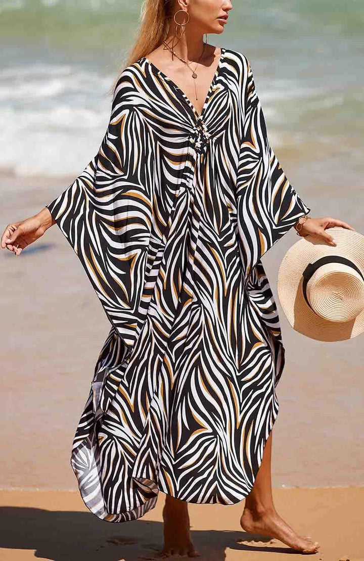 Damen Strandkleid Maxi Kaftan Lang Bikini Cover Up Sommekleid Maxi Kleid Freizeitkleid Nachtwäsche B