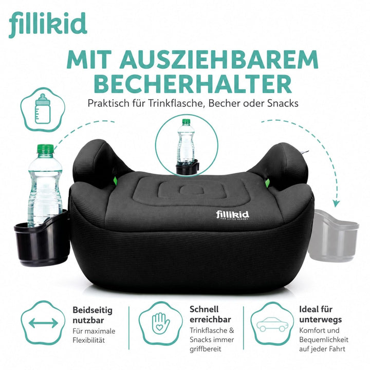 Fillikid Kinder Sitzerhöhung mit Isofix i-size Exklusiv | Auto Kinder Sitzerhöhung mit verlängerbare
