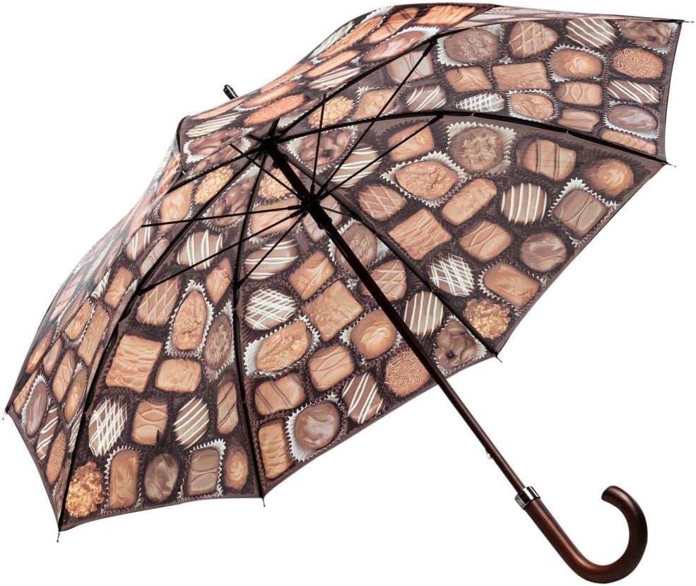 LUCKYWEATHER Regenschirm Stockschirm Damen/Herren Motiv Chocolates I Stockregenschirm gross und stab