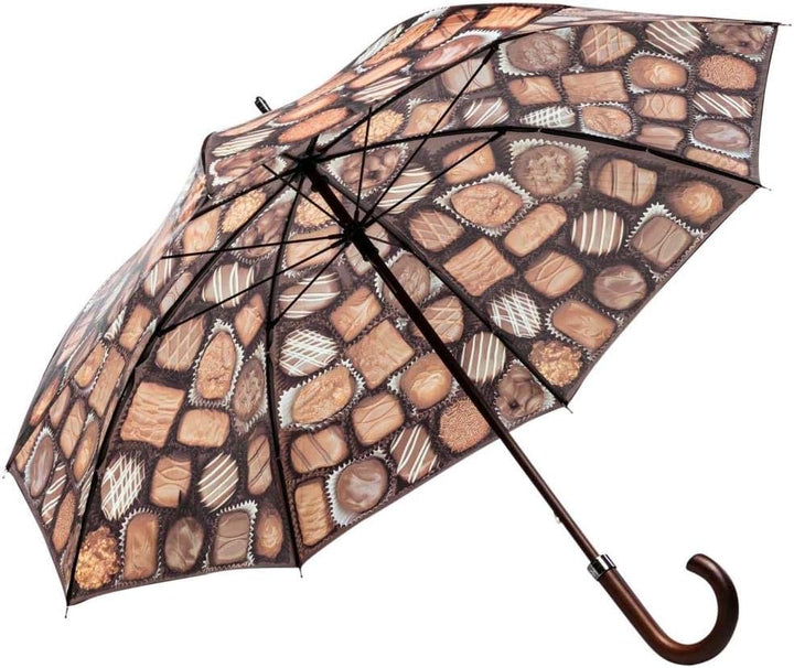 LUCKYWEATHER Regenschirm Stockschirm Damen/Herren Motiv Chocolates I Stockregenschirm gross und stab