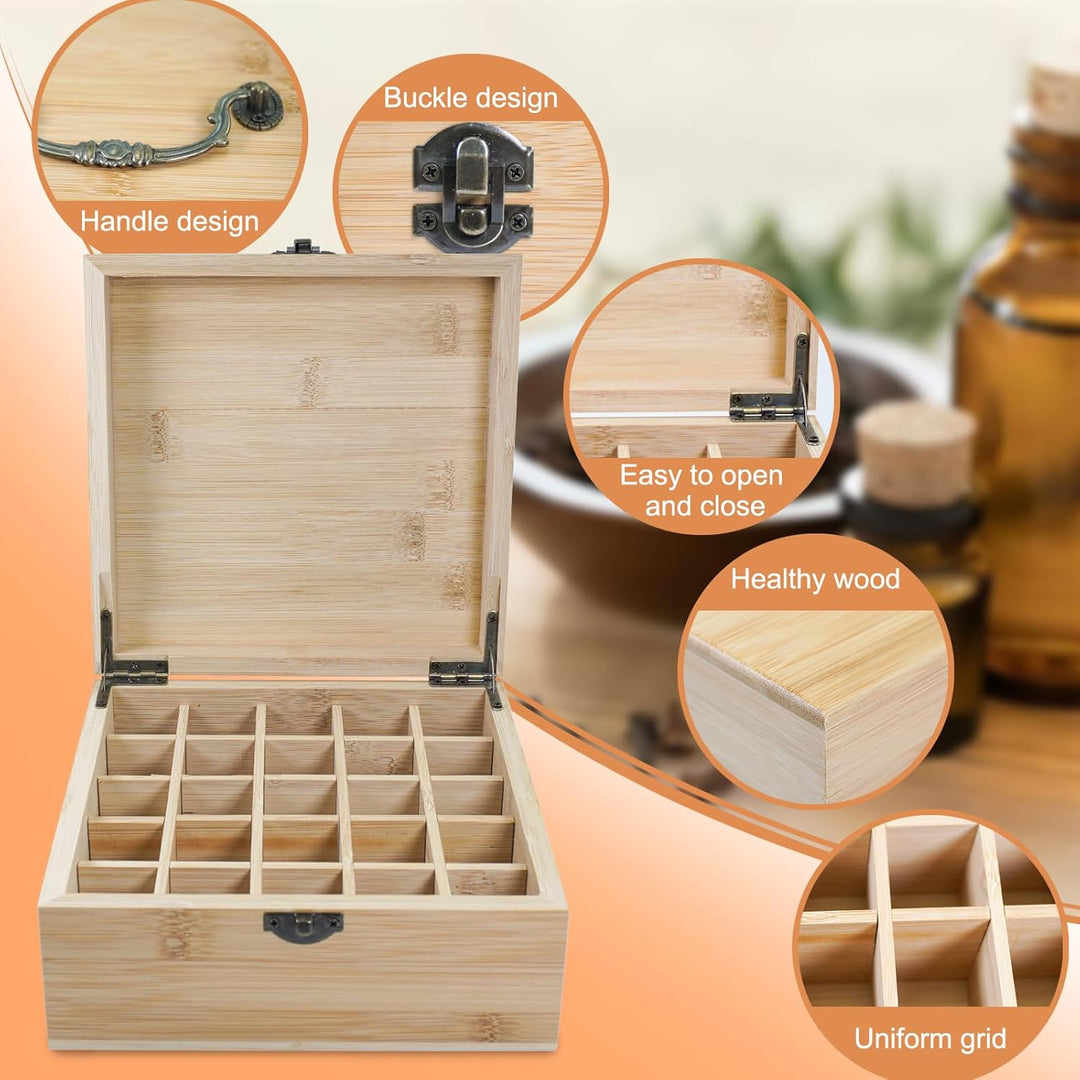 RoseFlower Bambus Ätherisches Öl Organisator Behälter Duftöle Display Ständer, 25 Löcher Aufbewahrun