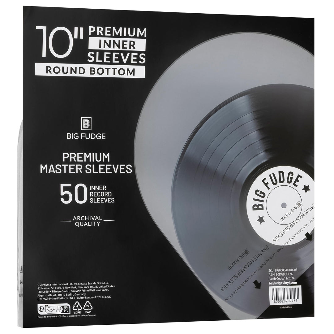 Big Fudge 50er Pack 10 Zoll Schallplatten Innen Hüllen - 50x 10 Schallplatten LP Aufbewahrung Schutz