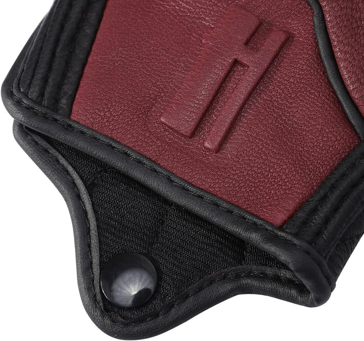 Harssidanzar Herren Motorradhandschuhe Halbfinger Leder GM037EU L Rot-Schwarz, L Rot-Schwarz