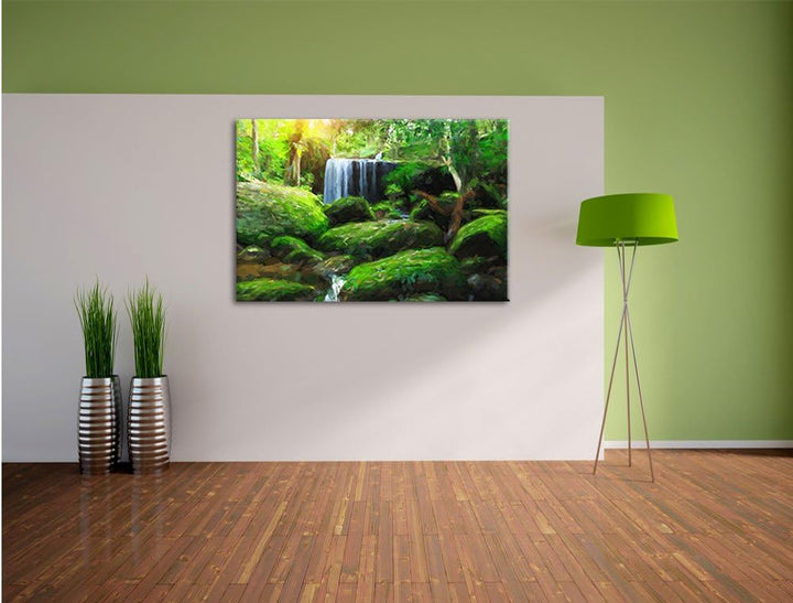 Pixxprint Regenwald in Thailand / 100x70cm Leinwandbild bespannt auf Holzrahmen/Wandbild Kunstdruck