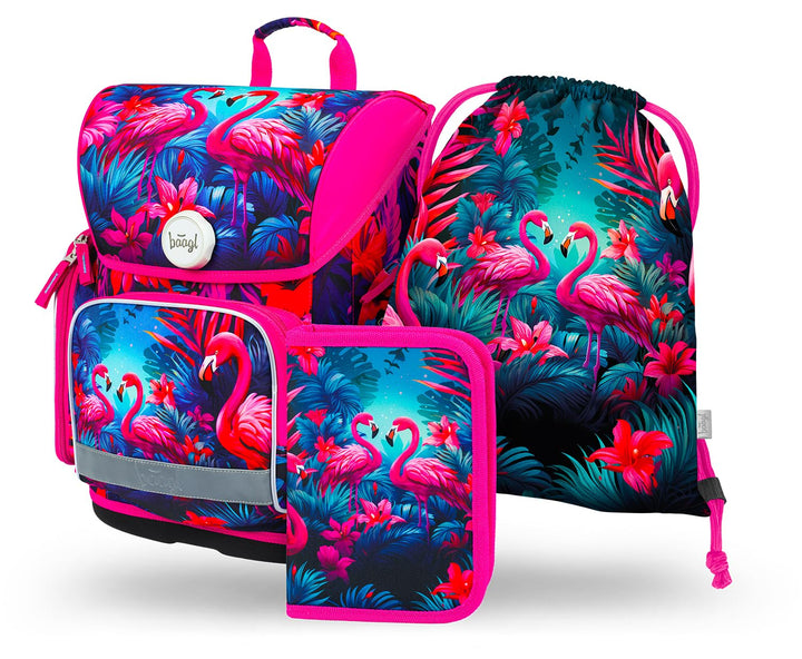 Baagl Schulranzen Jungen Mädchen Set 3 Teilig, Ergo Schultasche für 1. Klasse, Ergonomische Grundsch