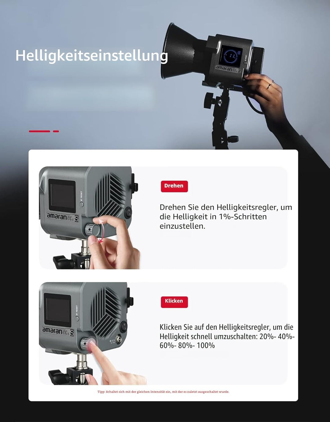 Amaran 60d S - LED Dauerlicht für Fotografen, Studio - Monolight Punktquelle, Videolicht 65W 5.600K,