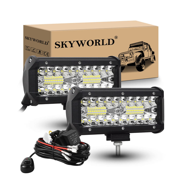 SKYWORLD LED Arbeitsscheinwerfer Bar 2 X 17.8cm 120W LED Scheinwerfer 12V 24V Arbeitslicht Zusatzsch