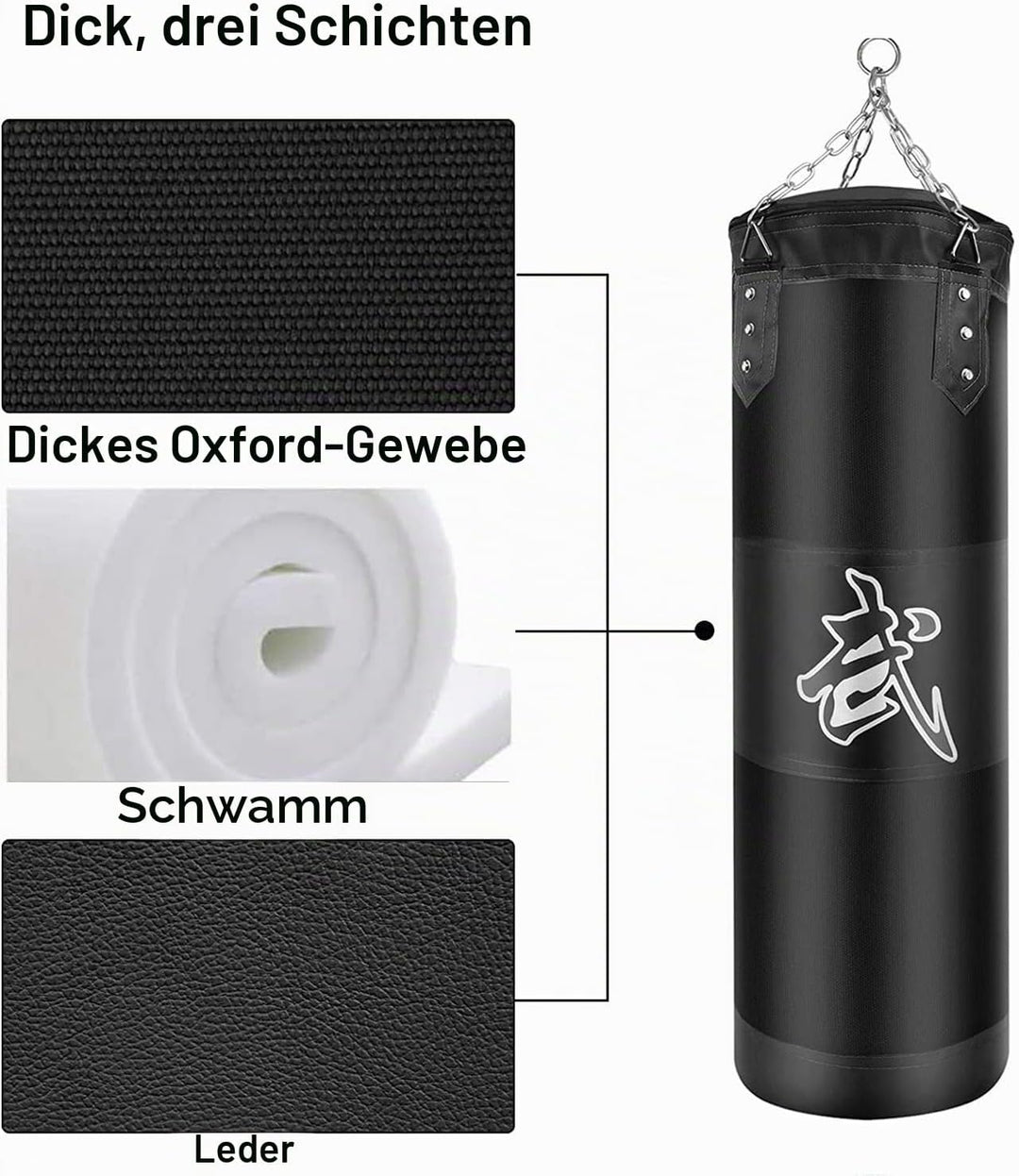 Boxsack Set Heavy Duty Punchingsäcke UNGEFÜLLT, Hängende Boxing Bag für Erwachsene Kinder, Punching