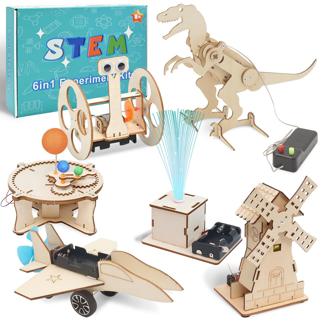 FEMBW Experimente für Kinder ab 8 9 10 11 12, 6 PCS Baukasten DIY Spielzeug Roboter, Experimentierka