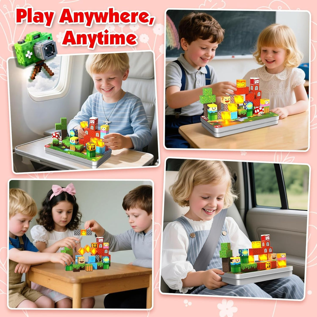 ToyUnited Magnetische Bausteine Reiseset 45 PCS in Metallbox, Mini Reisespielzeug ab 3 Jahren – Trag