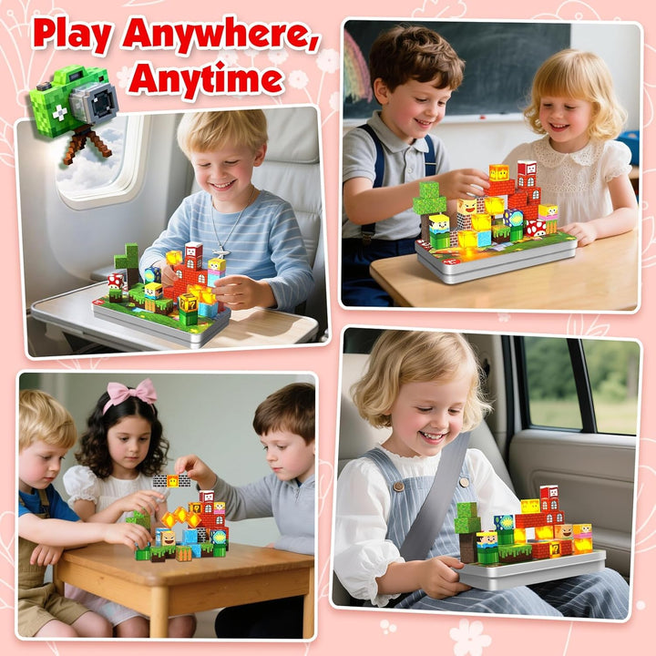 ToyUnited Magnetische Bausteine Reiseset 45 PCS in Metallbox, Mini Reisespielzeug ab 3 Jahren – Trag