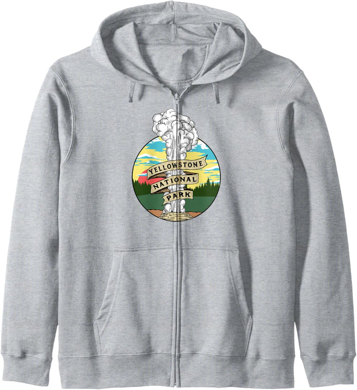 Vintage Old Faithful Yellowstone National Park Graphic Kapuzenjacke