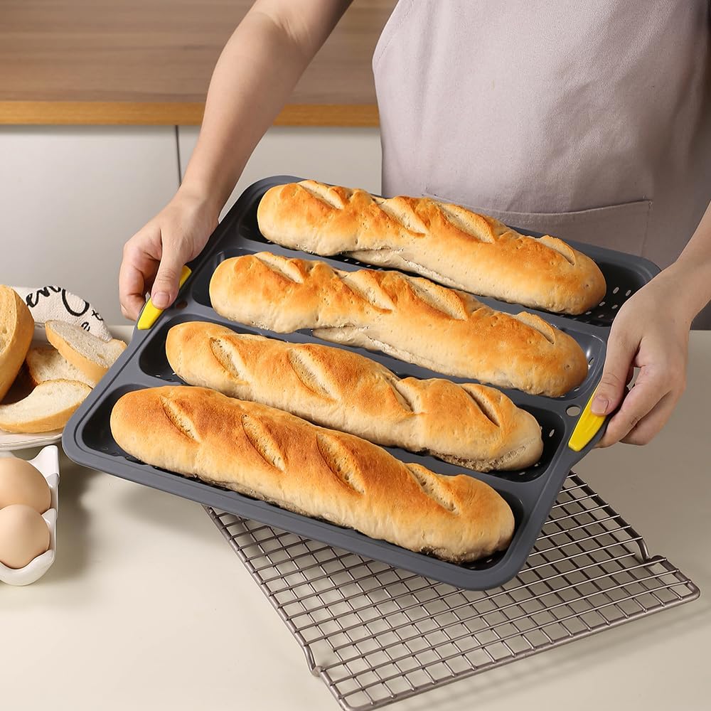 Antihaft-Silikon-Brot-Kastenform – perforierter Boden schafft knusprige Krusten, spülmaschinenfest,