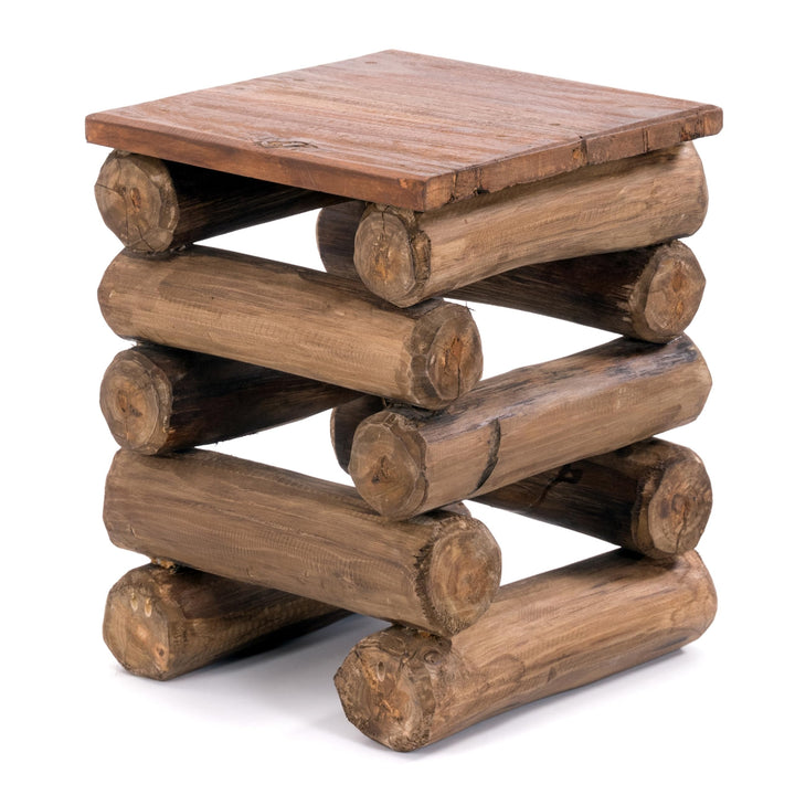 DESIGN DELIGHTS TEAKHOLZ HOCKER Block 38 | 30x30x39cm (BxTxH), Teak Altholz | Massivholz Sitzhocker,