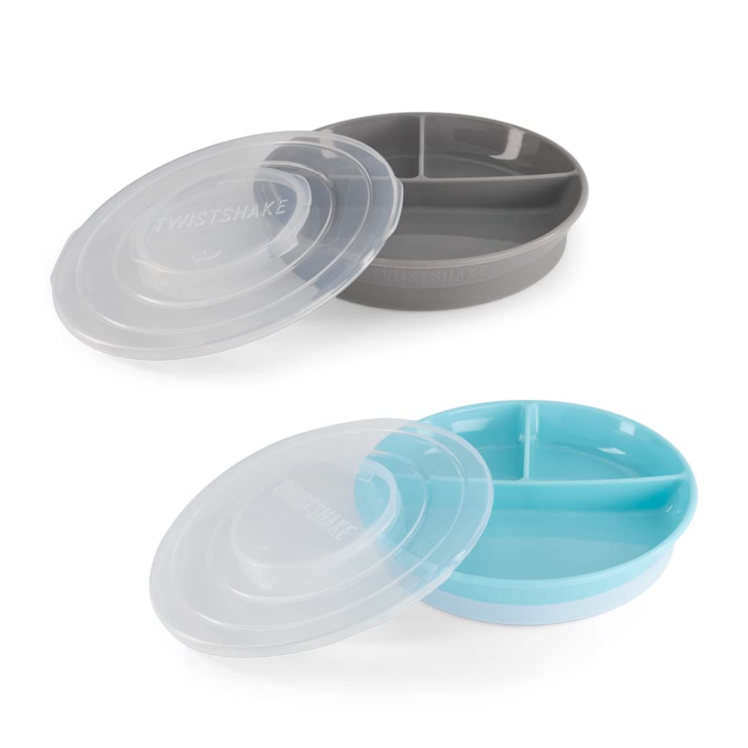 Twistshake 2x Geteilter Babyteller Mit Luftdichtem Deckel | Geteilter Teller Für Kinder | BPA-Freier