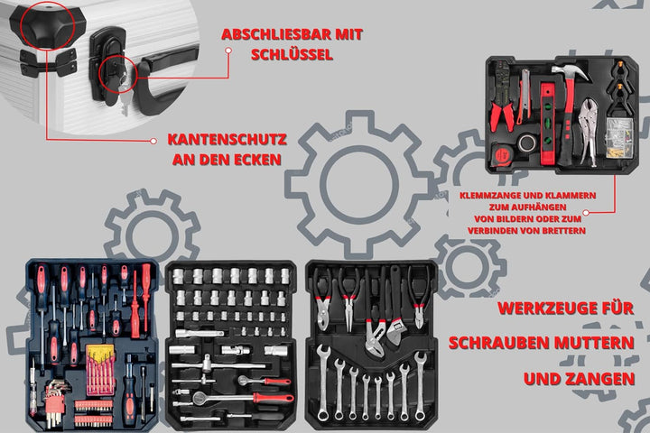 STREND PRO Werkzeugkoffer Gefüllt 117 Tlg. Werkzeugkiste - Perfektes Handwerkzeug Set für DIY- Werkz