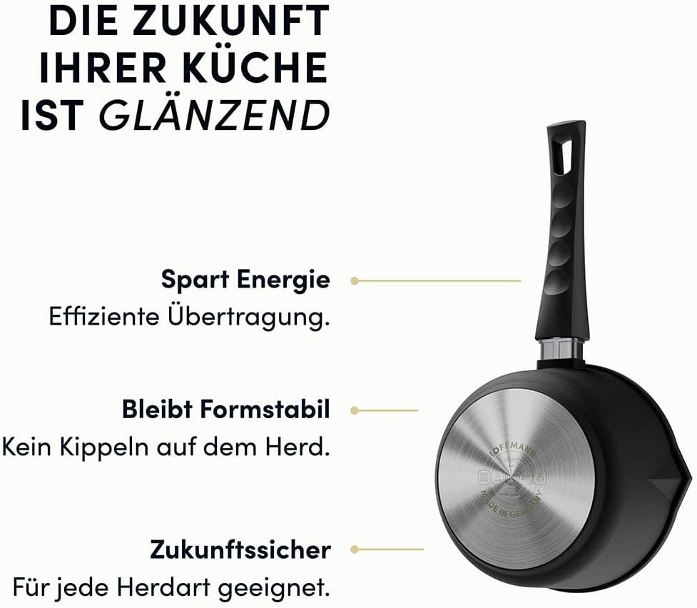 Hoffmann STONIQ Stieltopf Ø 18 cm | 2 Ausgiesser | Milchtopf | IQ-SHIELD PFAS-frei | Induktion | Mad