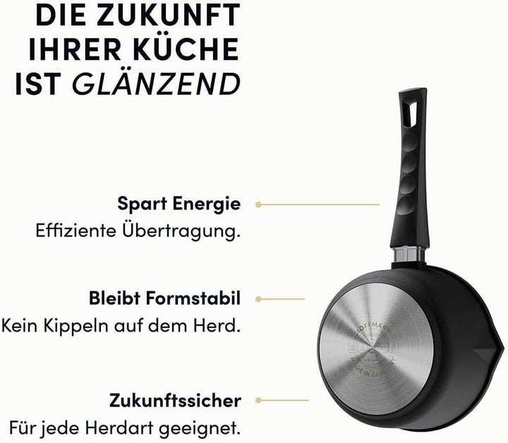 Hoffmann STONIQ Stieltopf Ø 18 cm | 2 Ausgiesser | Milchtopf | IQ-SHIELD PFAS-frei | Induktion | Mad