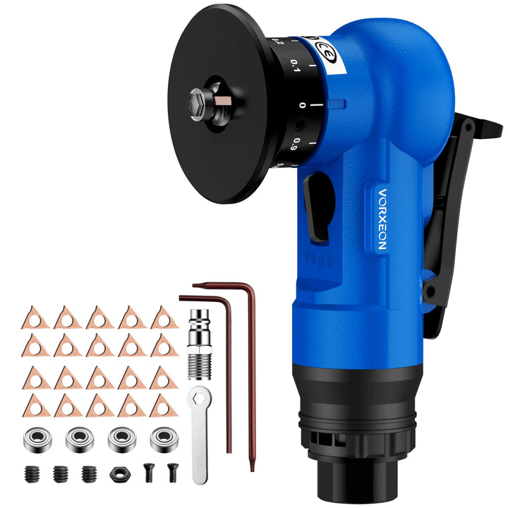 Pneumatische Anfasmaschine Blau, Air Chamfer Tool mit 4-stufiger Drehzahlregelung, Doppel-Schneidkop