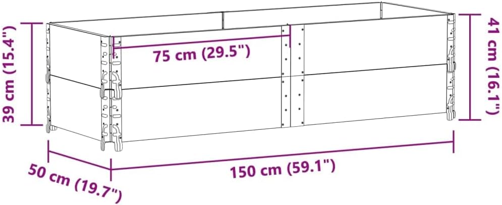 vidaXL Paletten Aufsatzrahmen 2 STK., Palettenrahmen Hochbeet, Holzrahmen Stapelbar Faltbar, Stapelr